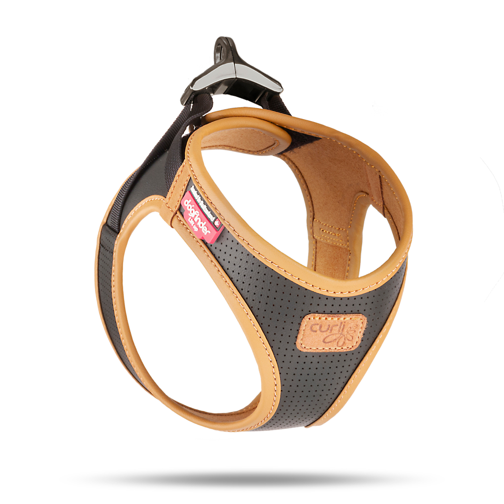 Curli Apple Leather Harness Köpek Göğüs Tasması 30,2x33,8cm (Siyah) [2XS]