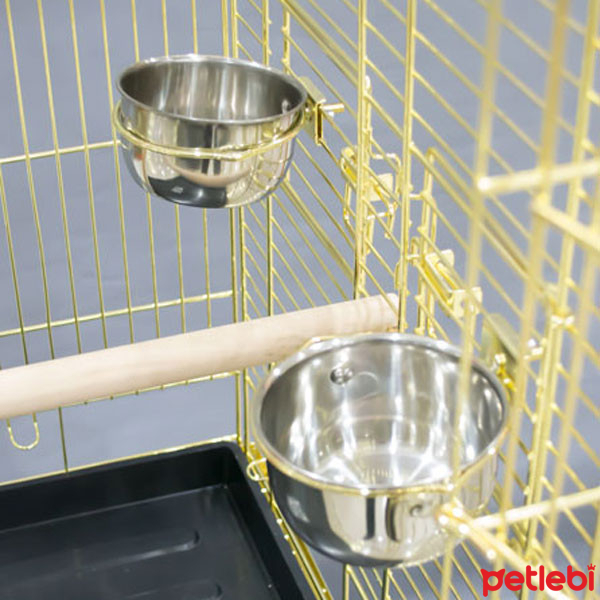 EuroGold Açılabilir Çatılı Sehpalı Pirinç Papağan Kafesi 51x51x152cm — görsel 2