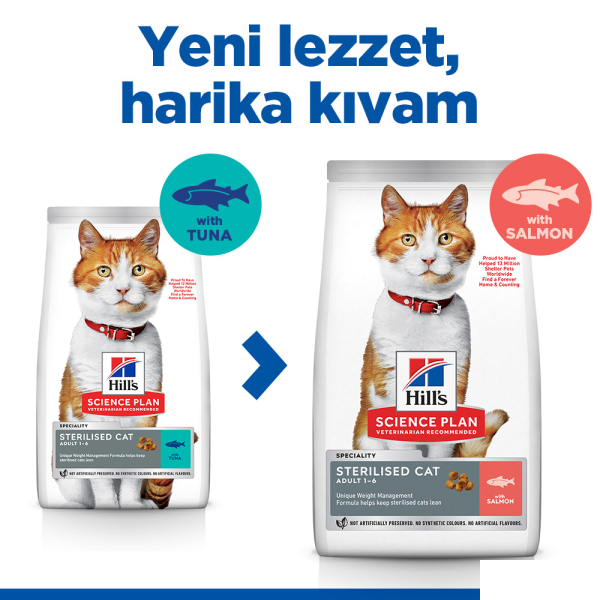 Hill's SCIENCE PLAN Somonlu Kısırlaştırılmış Yetişkin Kedi Maması 8kg + 2kg HEDİYE! — görsel 6