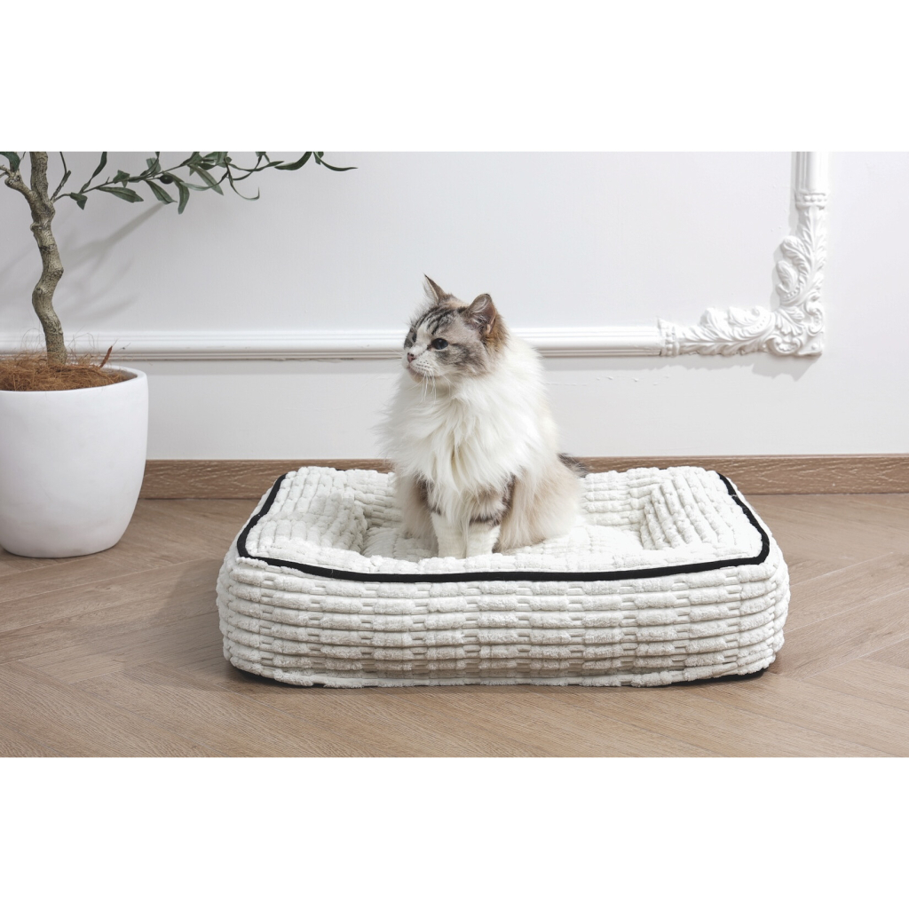 M-Pets Warm Hug Kedi ve Küçük Irk Köpekler için Kadife Yatak (Beyaz) [M] — görsel 4