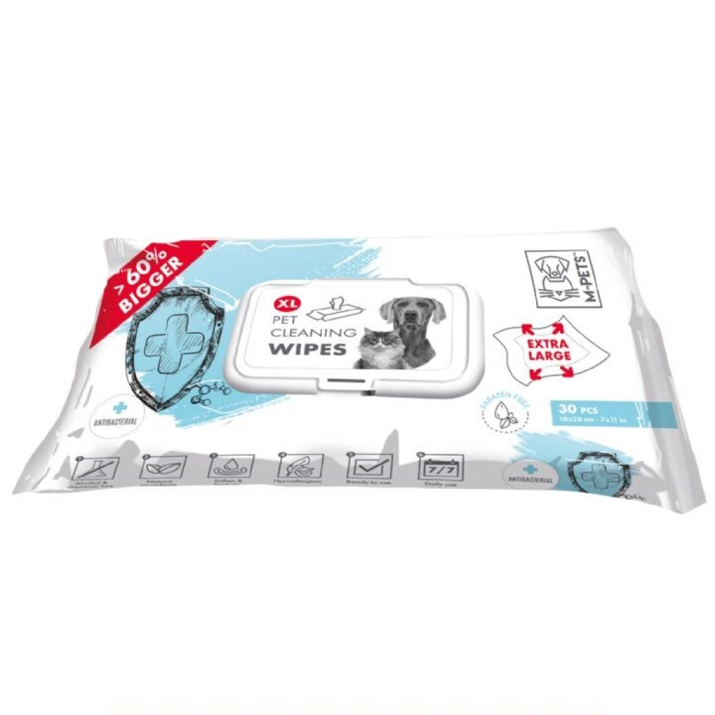 M-Pets Antibakteriyel Kedi ve Köpekler İçin Islak Mendil (30'lu) [XL]