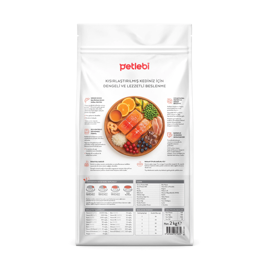 Petlebi Somonlu Kısırlaştırılmış Kedi Maması 10kg — görsel 2