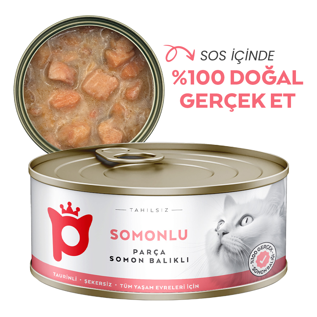 Petlebi Sos İçinde Parça Taze Somonlu Kedi Konservesi 70gr