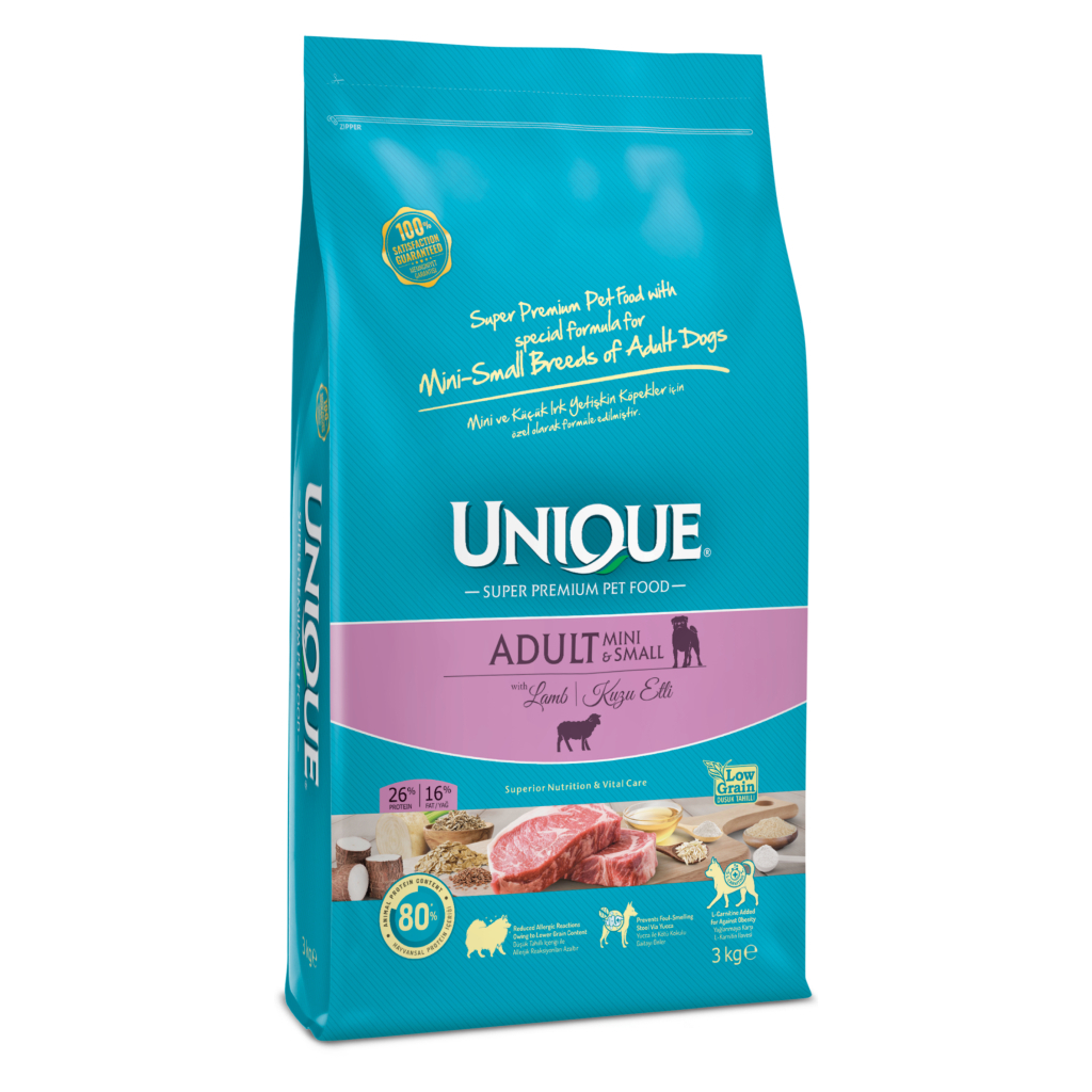 Unique Mini&Small Kuzulu Küçük Irk Düşük Tahıllı Yetişkin Köpek Maması 3kg — görsel 2