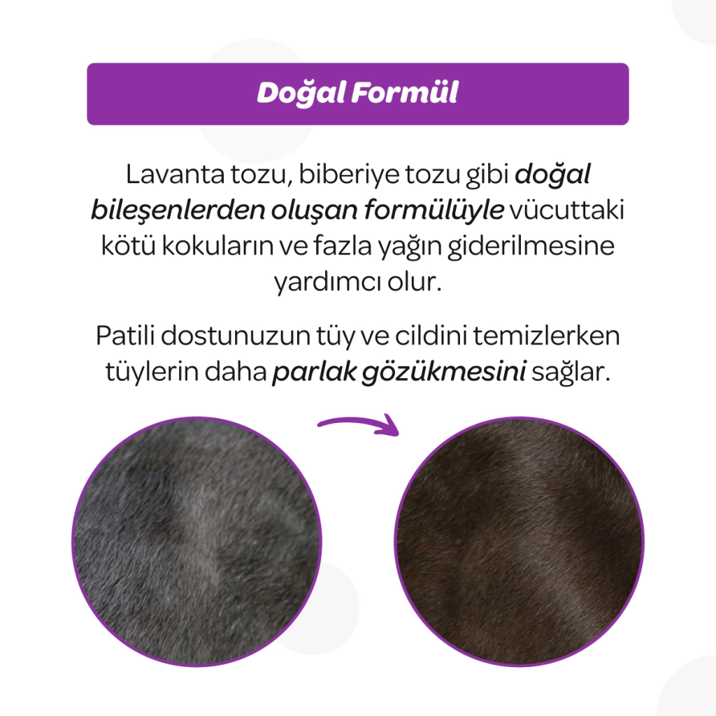 Vet's Plus Kedi ve Köpekler İçin Lavanta ve Biberiye Özlü Toz Şampuan 150gr — görsel 5