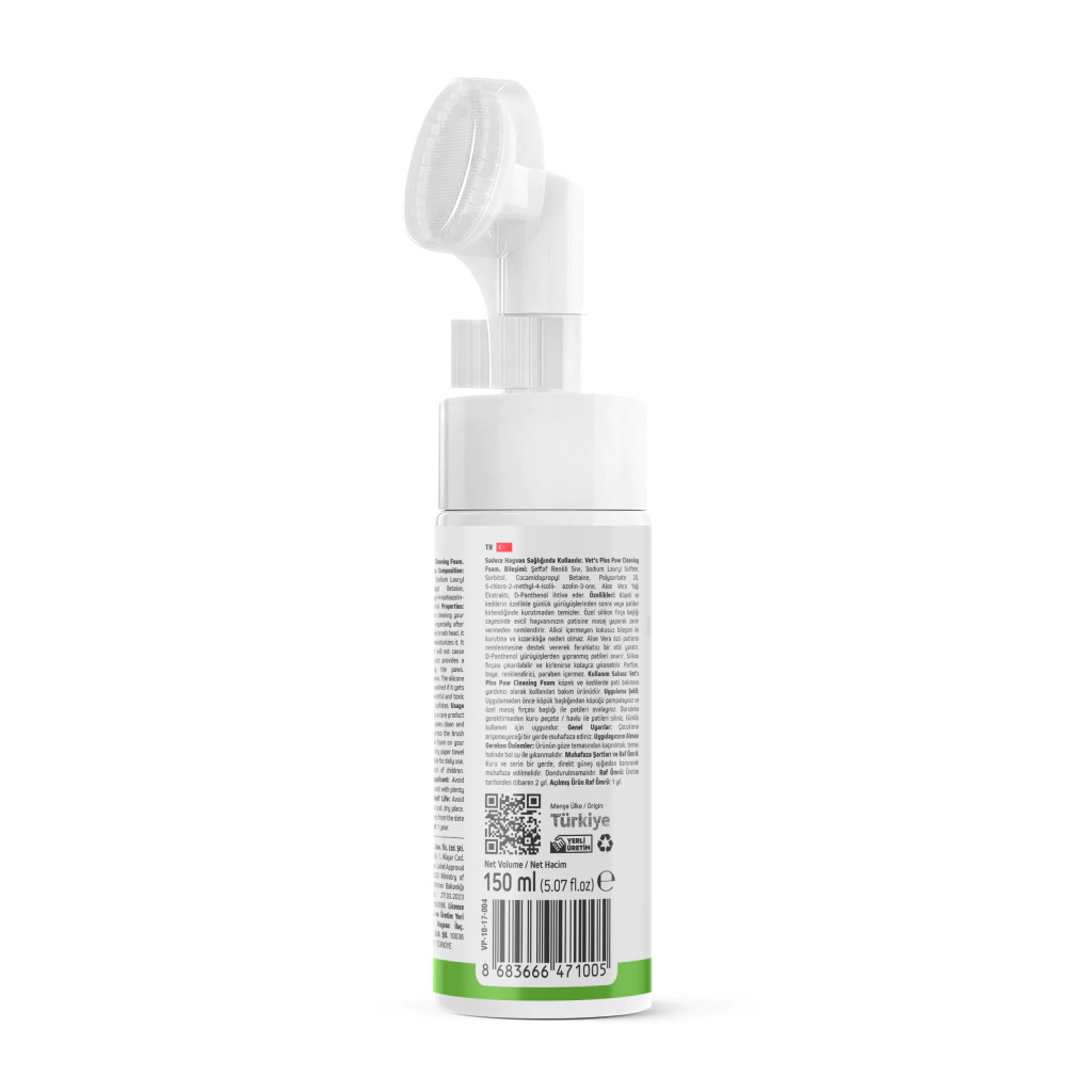 Vet's Plus Kedi ve Köpekler İçin Aloe Vera Özlü Pati Temizleme Köpüğü 150ml — görsel 2